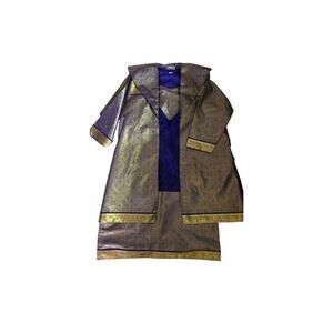 African Ethnic Vintage 2 piece dress & robe gold brocade purple Sz XL Plus size